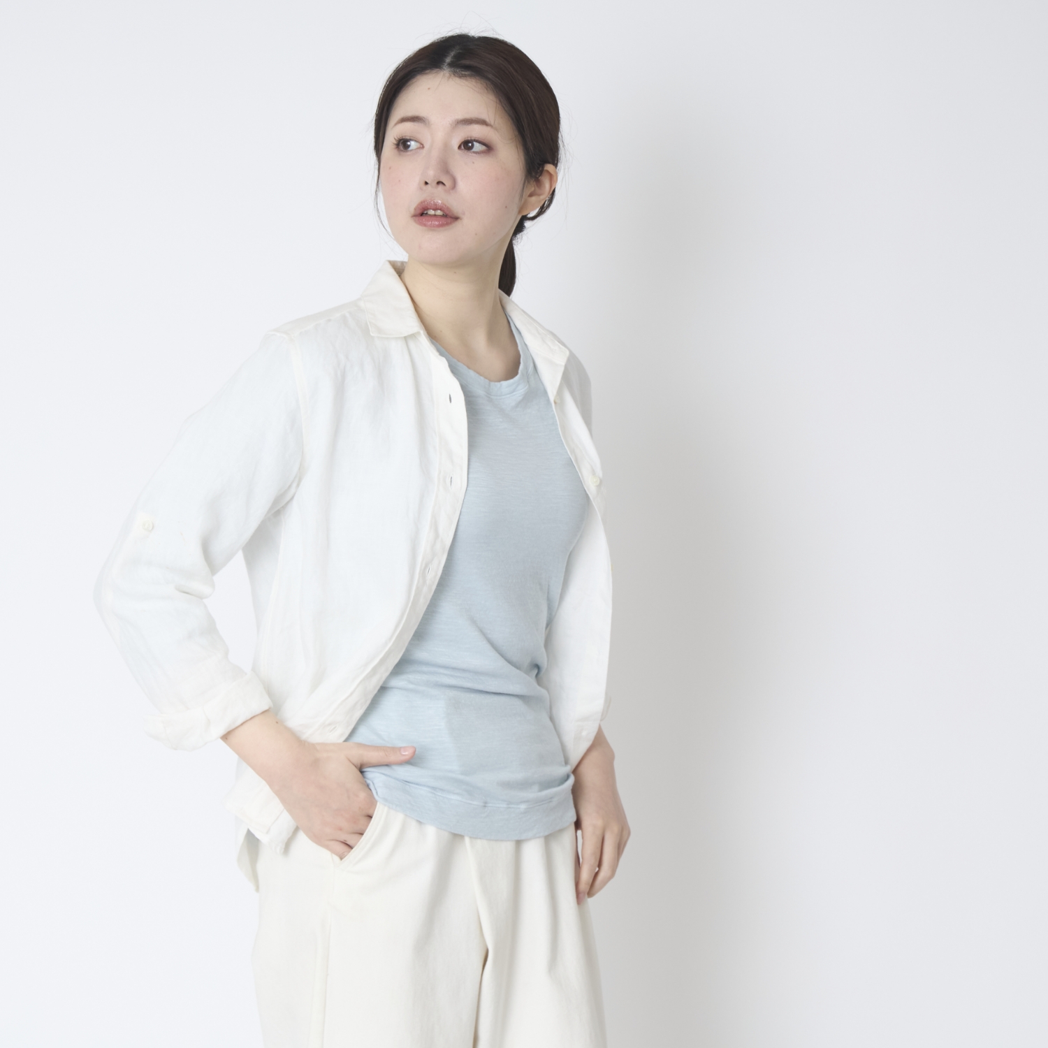 ao/なめらか天竺8分袖Tシャツ